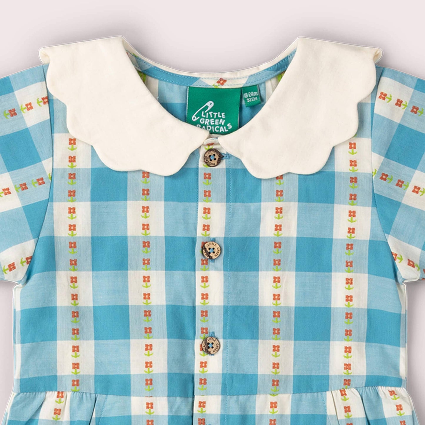 Blue Flowers Button Through Short Sleeve Dress