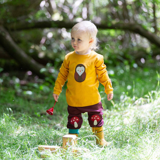 Brown Owl Applique Long Sleeve T-Shirt