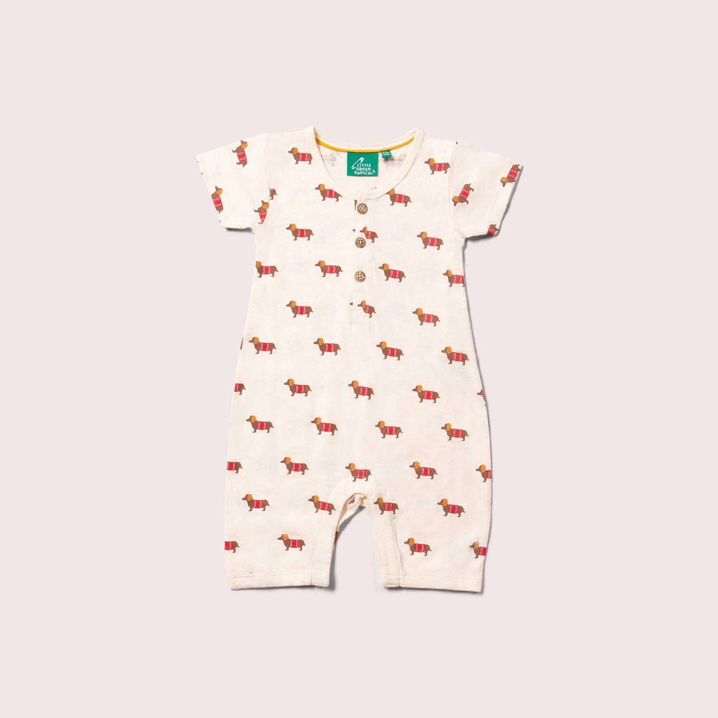 Cream Sausage Dogs Organic Summer Romper