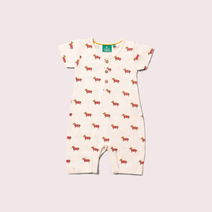 Cream Sausage Dogs Organic Summer Romper
