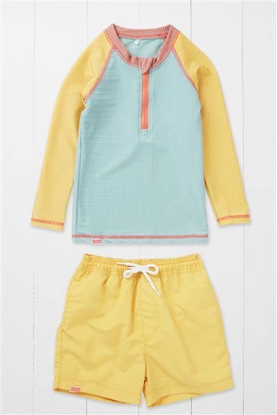 Pistachio Ribbed Kids Long Sleeve Rash Vest