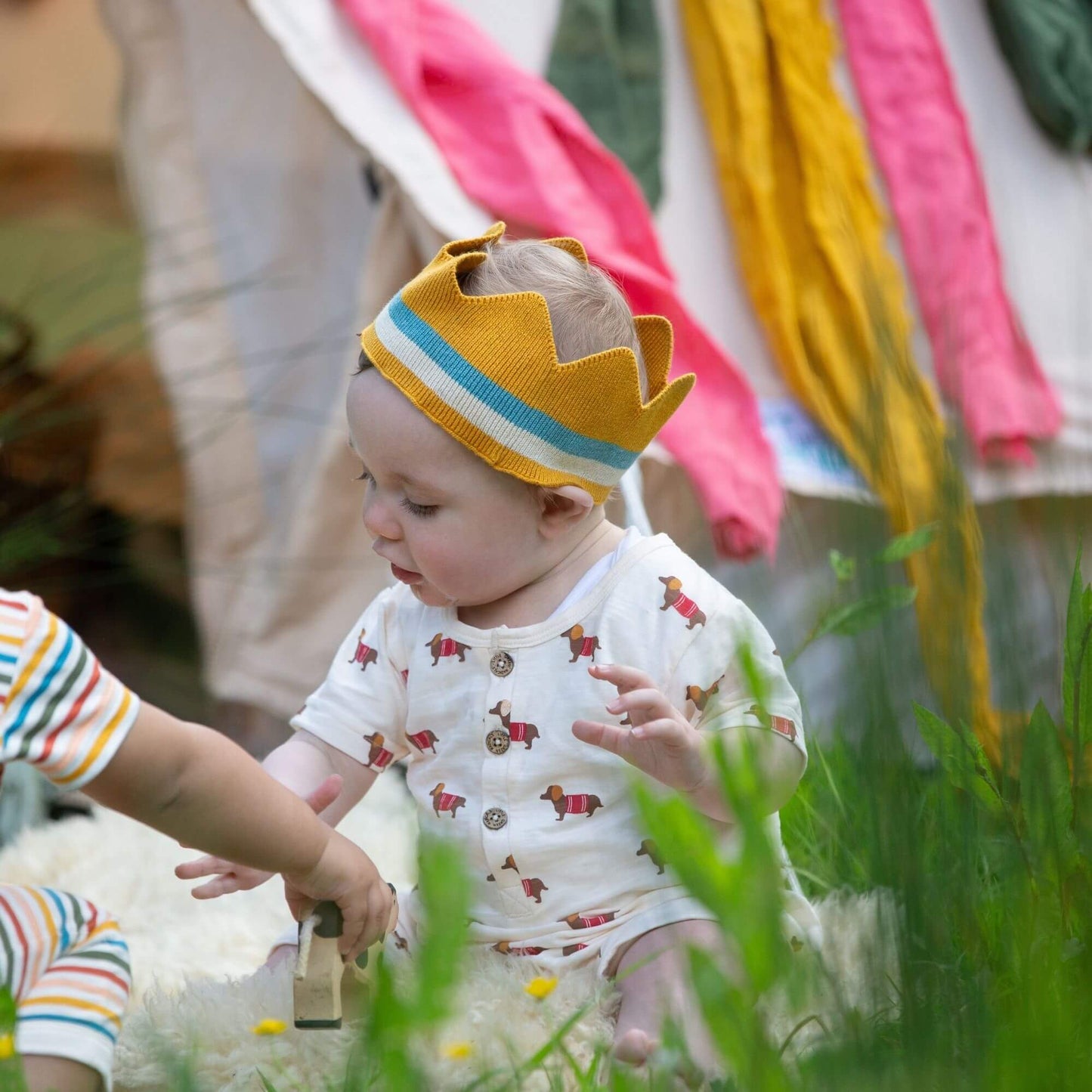 Cream Sausage Dogs Organic Summer Romper
