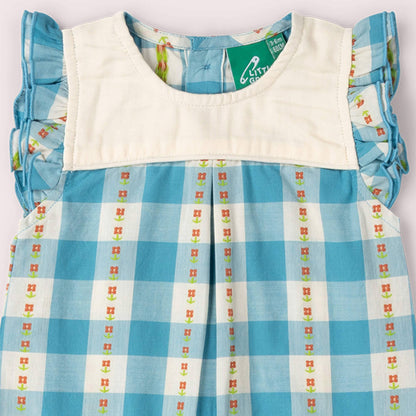 Blue Flowers Frill Summer Romper