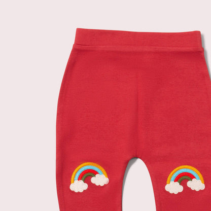Soft Red Rainbow Knee Patch Joggers