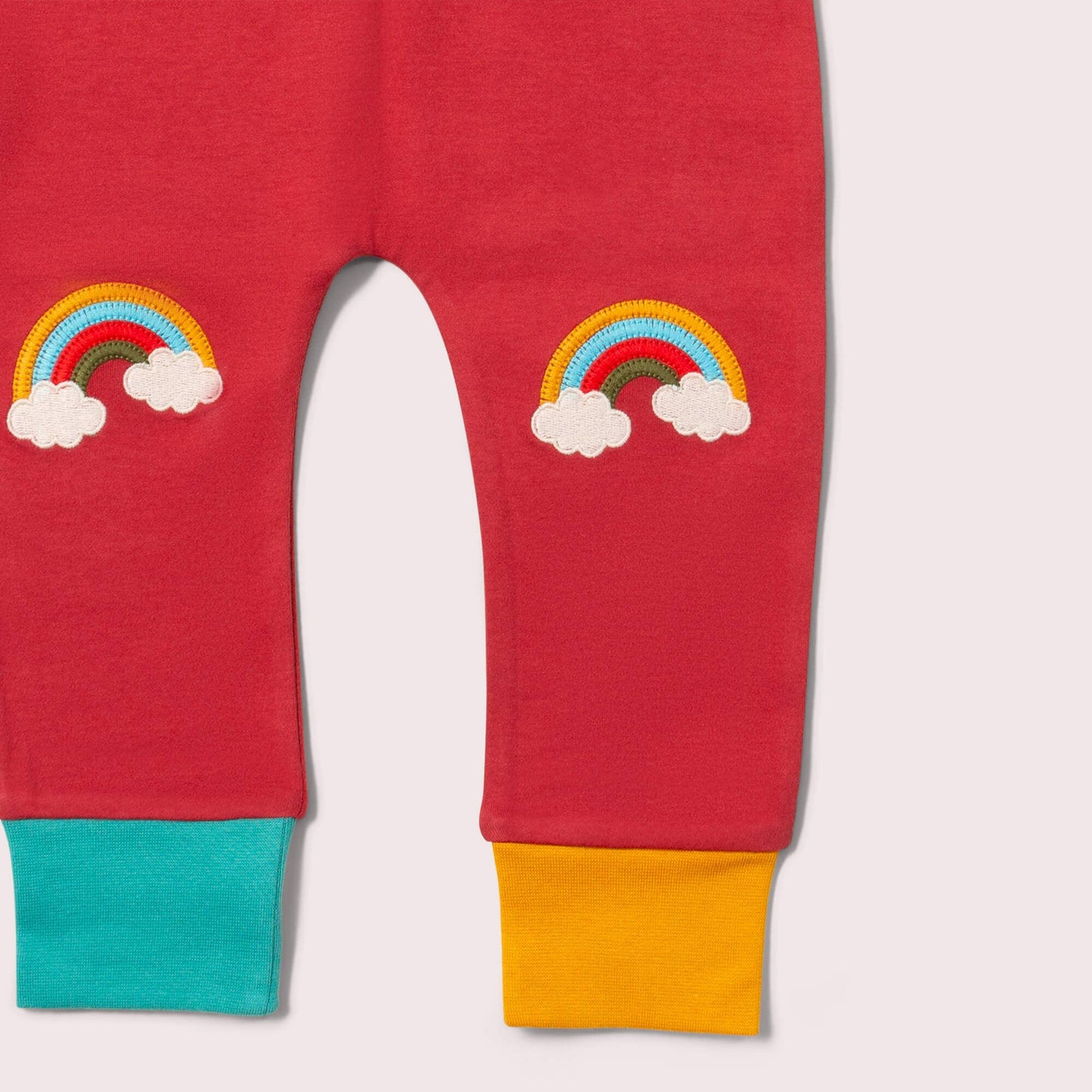Soft Red Rainbow Knee Patch Joggers