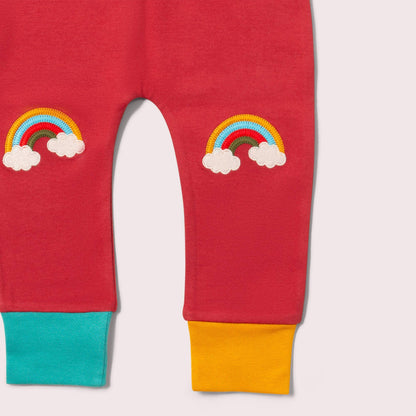 Soft Red Rainbow Knee Patch Joggers