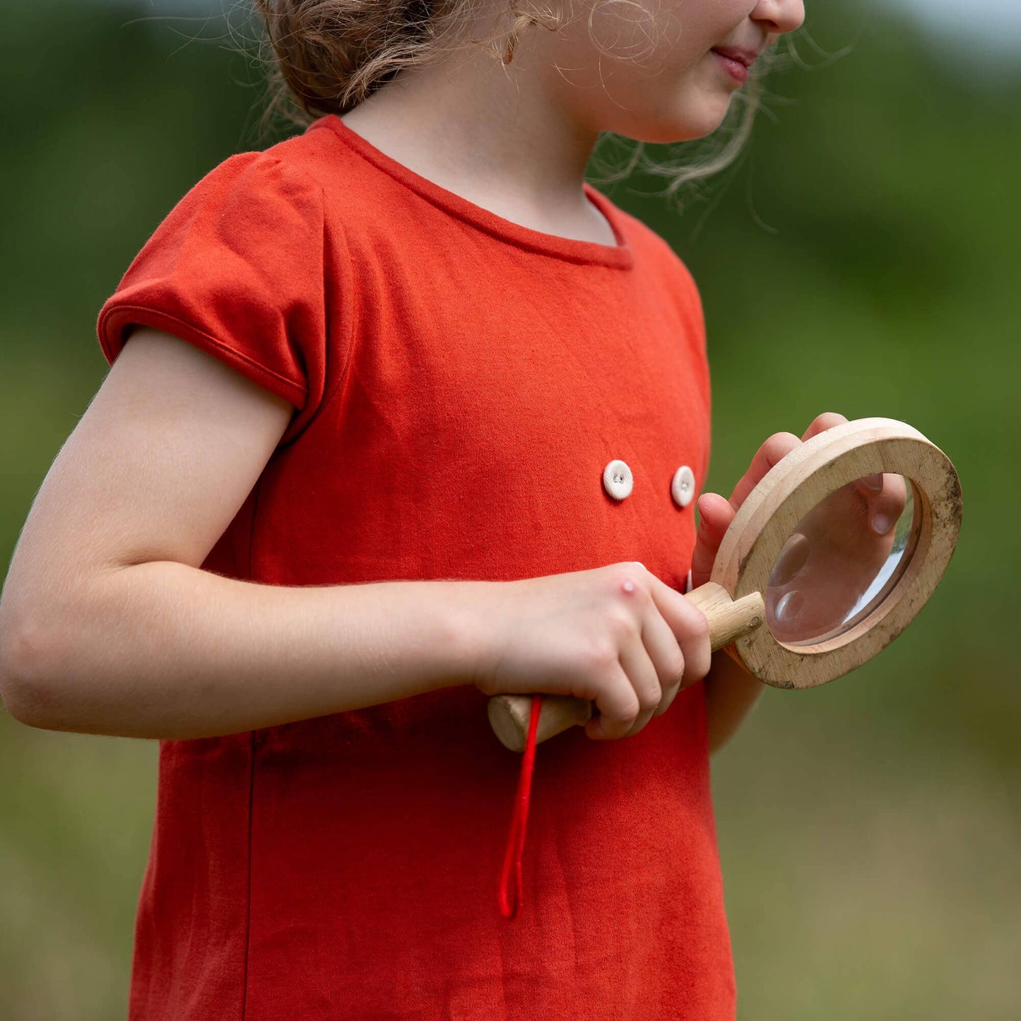 Red Button Boatneck Tunic Dress