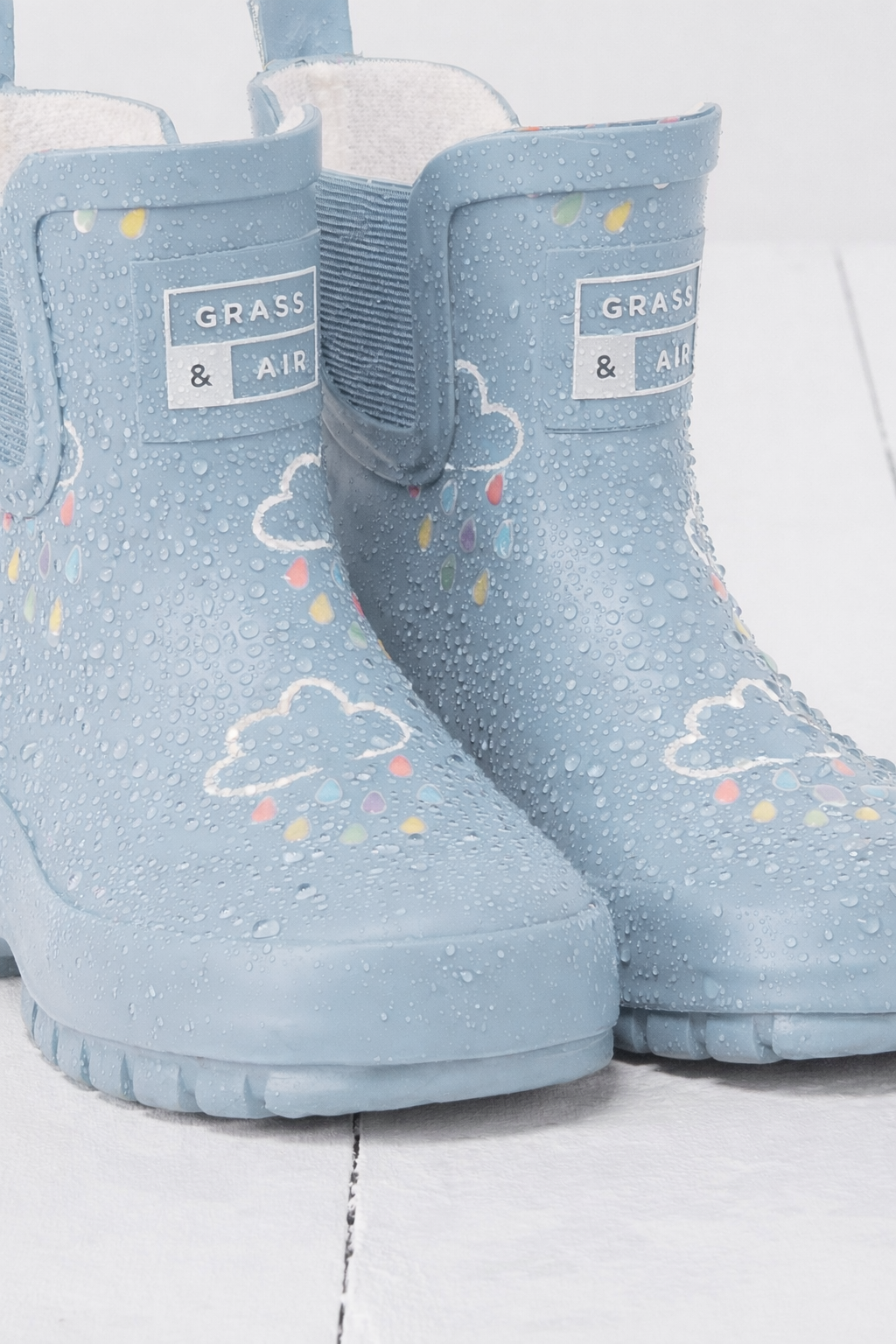 Powder Blue Chunky Sole Kids Shortie Welly