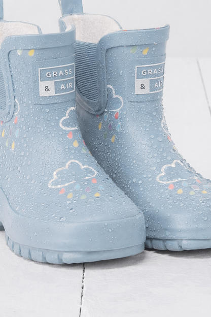 Powder Blue Chunky Sole Kids Shortie Welly
