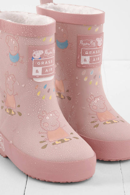 Peppa Pig Pink Colour-Changing Kids Wellies, Teddy Fleece