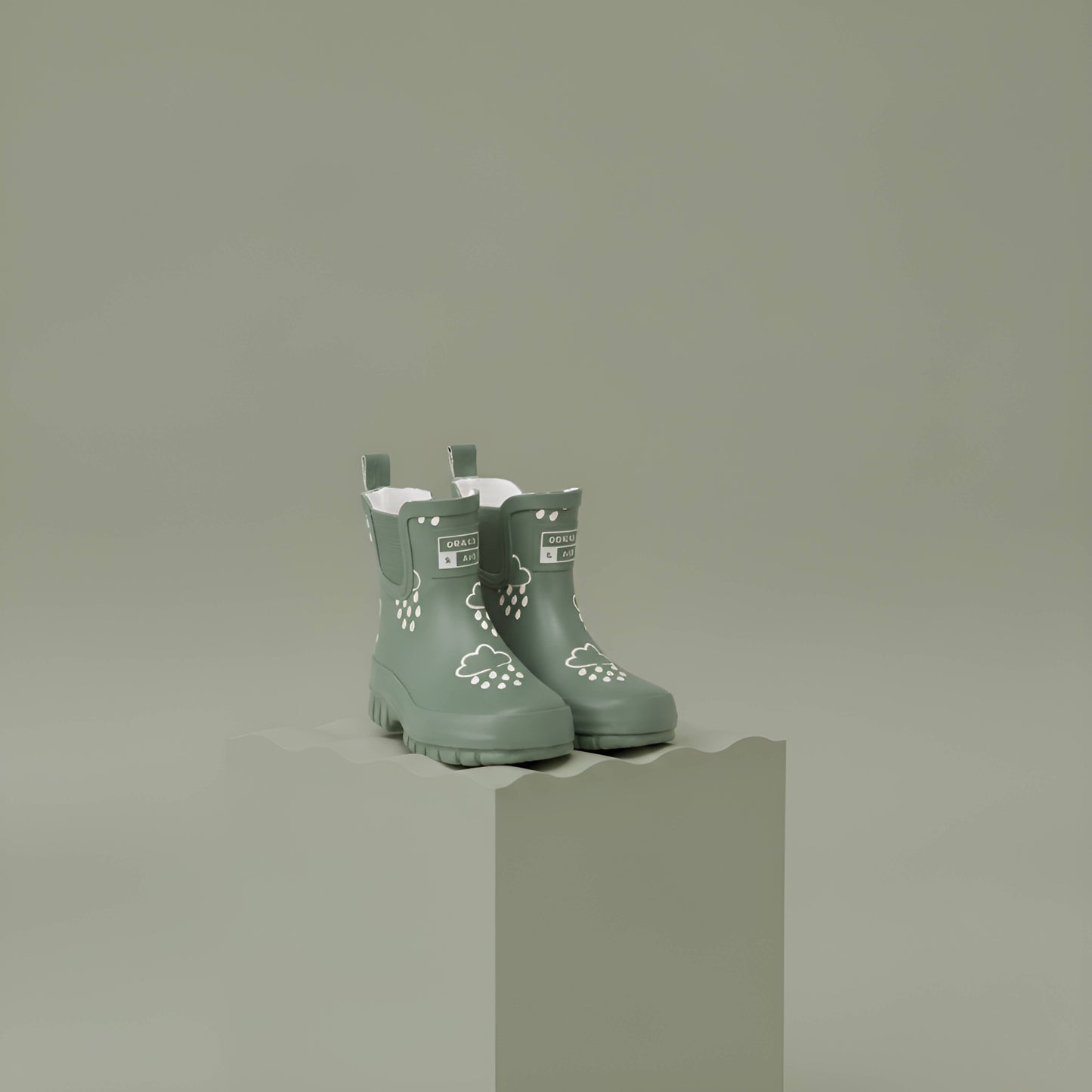 Khaki Chunky Sole Kids Shortie Welly