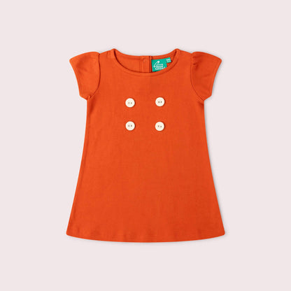 Red Button Boatneck Tunic Dress