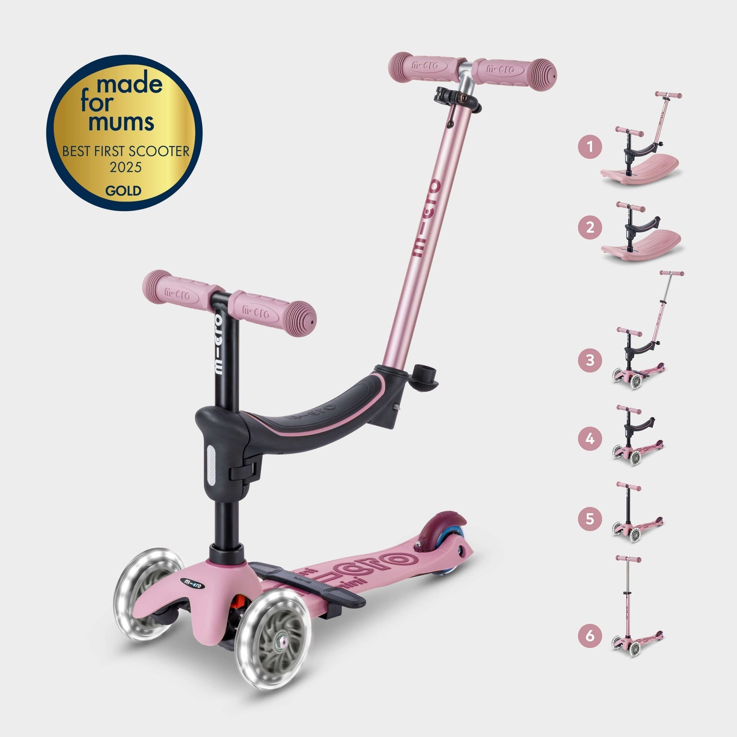 Mini Micro 4in1 with indoor rocker: Rose Pink