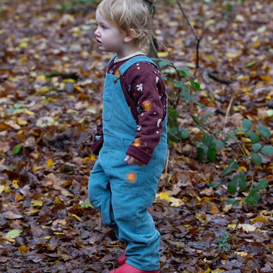 Pale Blue Lined Corduroy Dungarees