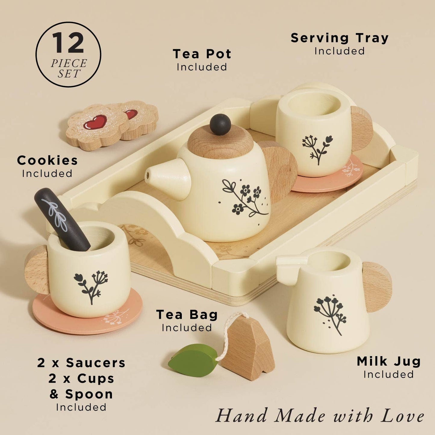 Wooden Tea Set & Tray
