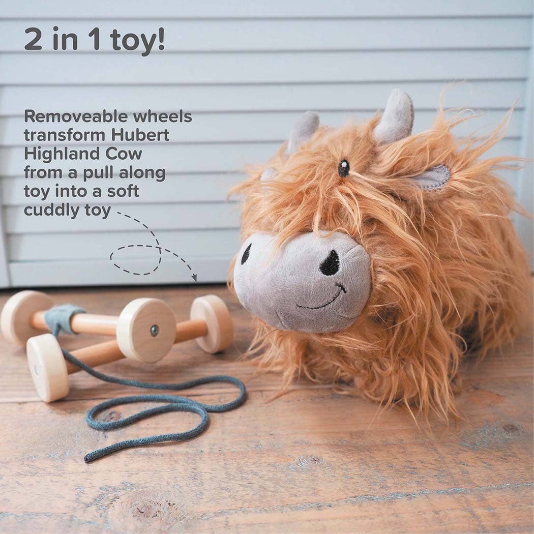 Hubert Highland Cow Pull Along Toy - children's wooden toys
