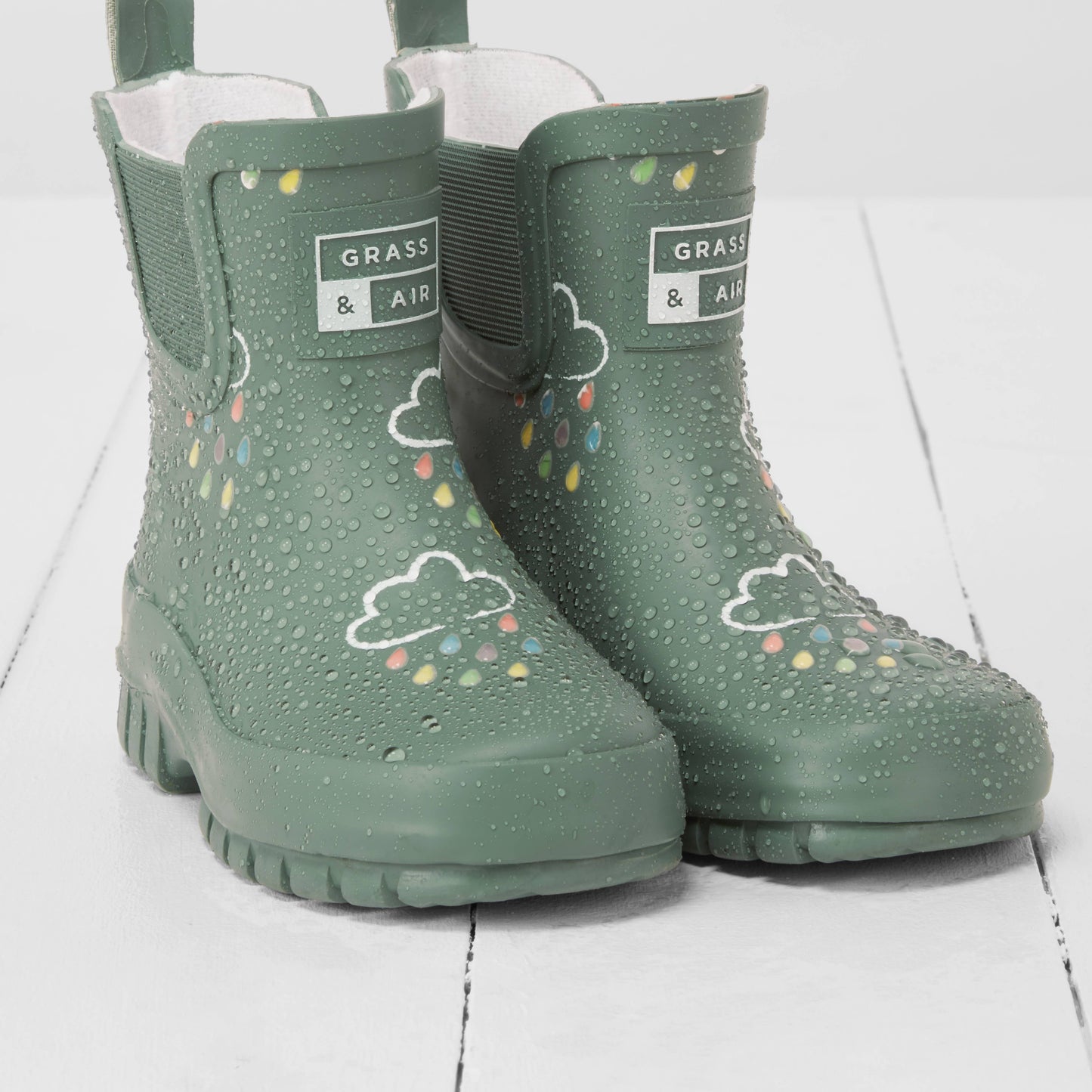 Khaki Chunky Sole Kids Shortie Welly