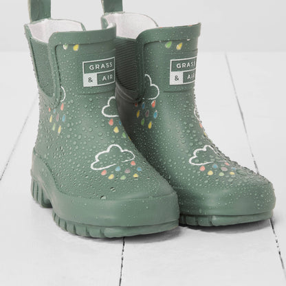 Khaki Chunky Sole Kids Shortie Welly