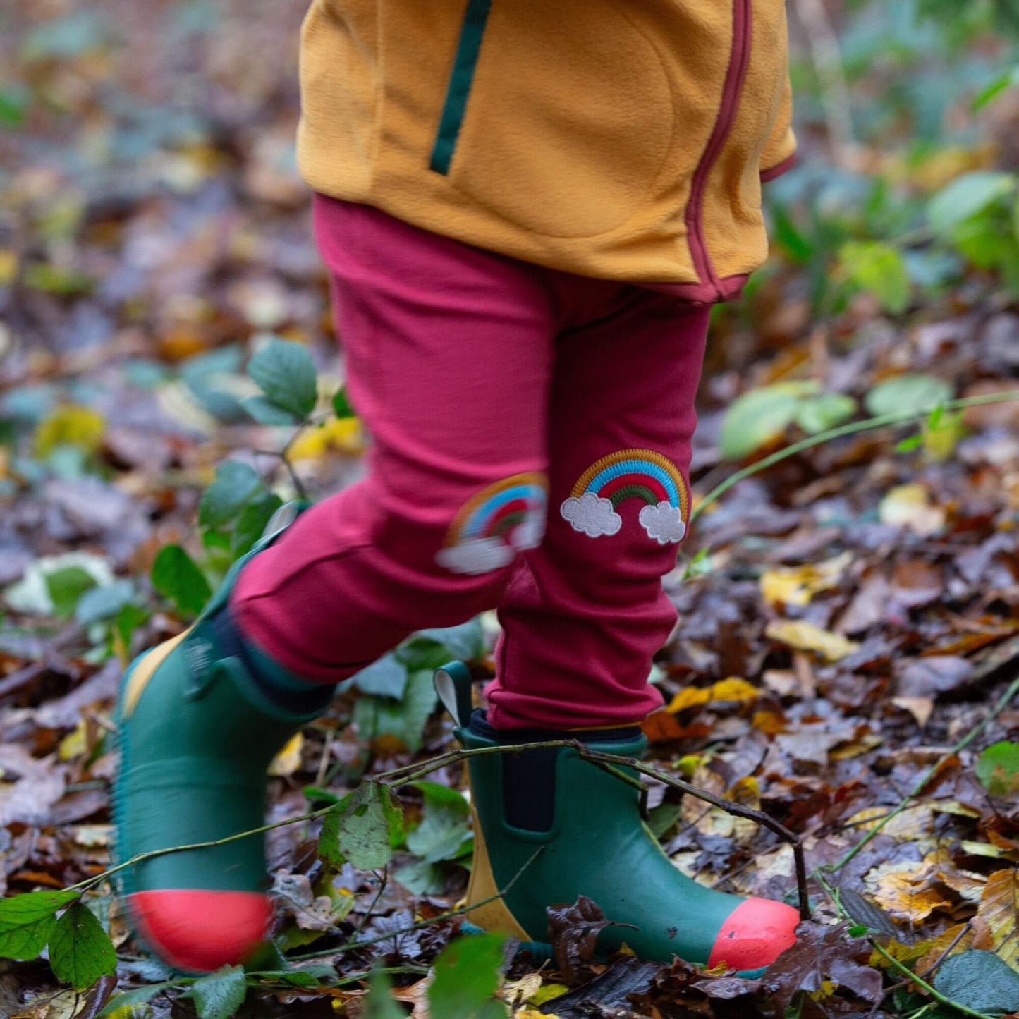 Soft Red Rainbow Knee Patch Joggers