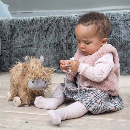 Hubert Highland Cow Pull Along Toy - children's wooden toys
