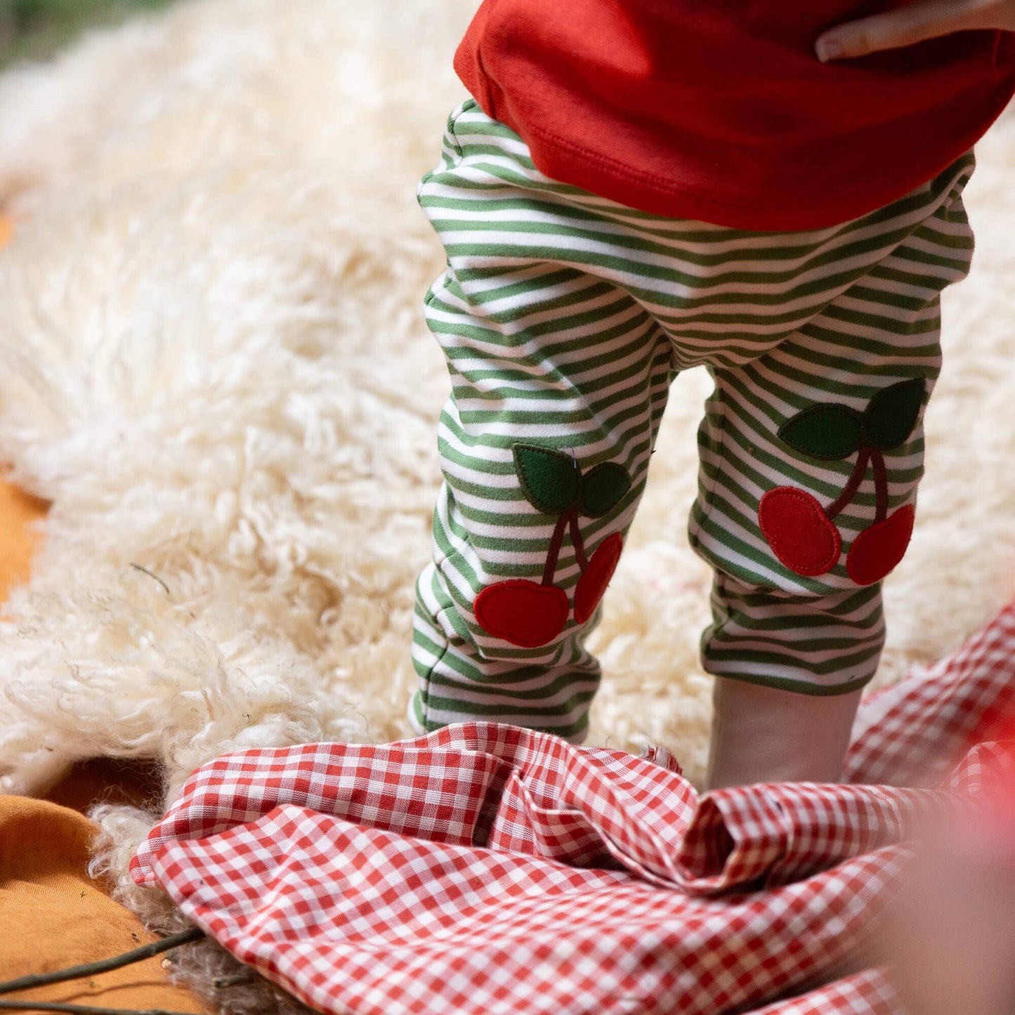 Cherry Knee Patch Striped Joggers