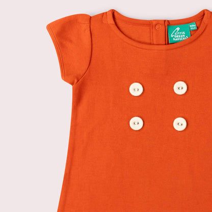 Red Button Boatneck Tunic Dress