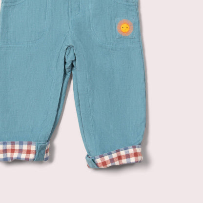 Pale Blue Lined Corduroy Dungarees